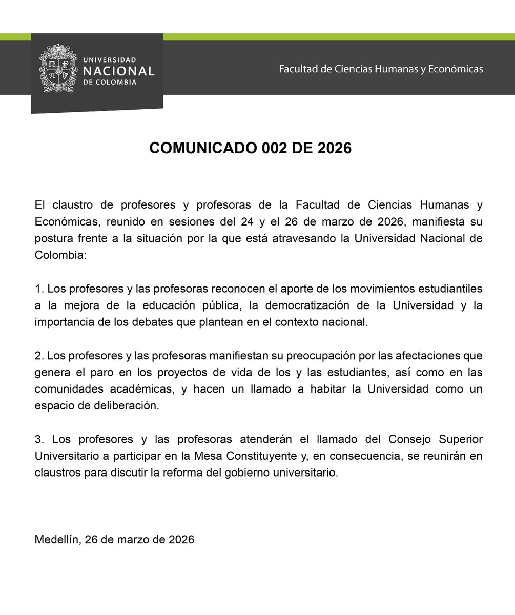 FCHE UNAL Medellín tweet media