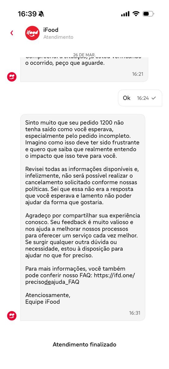 laribartmann's tweet photo. @iFood @iFood encerraram a minha solicitação então não consigo mandar mais nenhuma mensagem https://t.co/hWDIUFS9FM