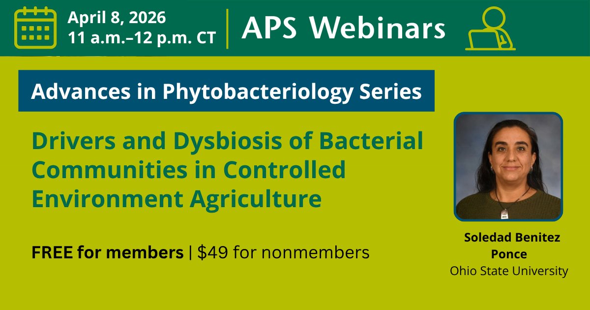 plantdisease's tweet photo. What shapes bacterial communities in hydroponic systems—and why does it matter for plant health? Join our April 8 event to explore how controlled environment agriculture influences microbial dynamics and crop outcomes.
Register: https://t.co/m88ze1VfaF
#apswebinar #planthealth https://t.co/i2kgCLr6O9