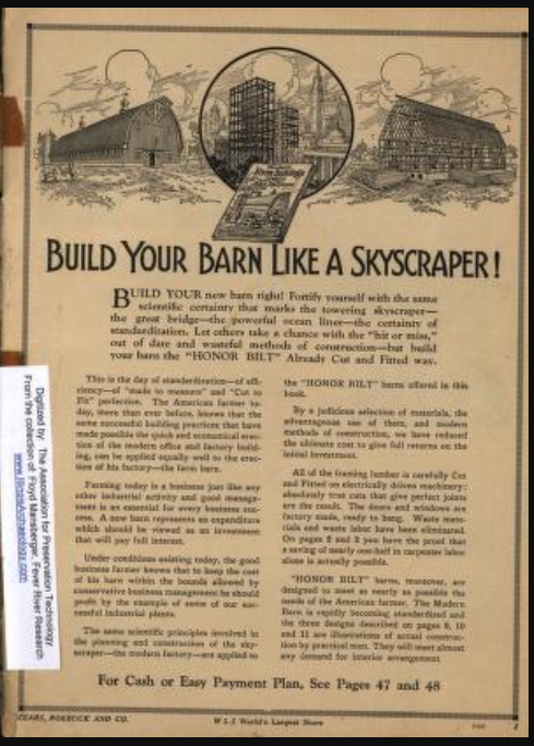"Build Your Barn Like a Skyscraper!" From Sears Roebuck - 1928 archive.org/details/SearsR…  #SaveOntarioBarns