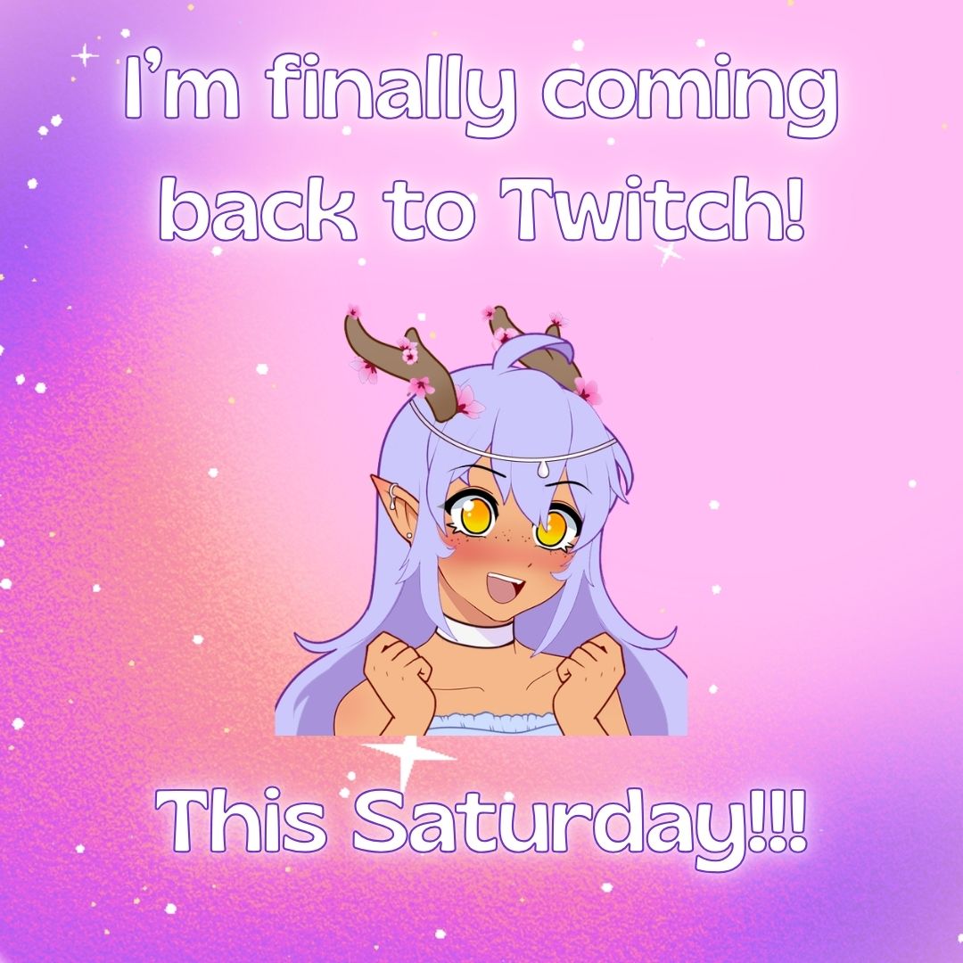FioraFae's tweet photo. This is my announcement to yall!!! I'll FINALLY be back this saturday YIPPEEE!!! 🤸🏽‍♀️🌸 #vtuber https://t.co/jO6IprXDsf