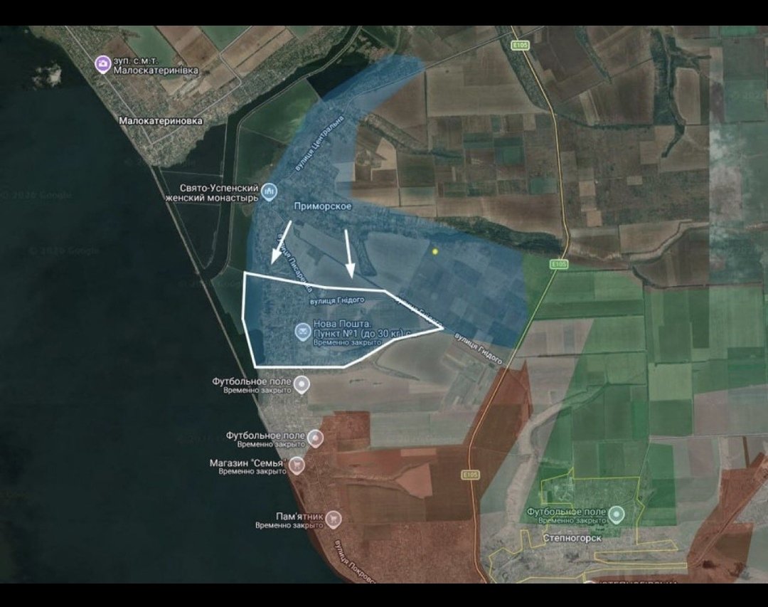 Javierwar66's tweet photo. Las Fuerzas ucranianas avanzan directamente hacia el centro de Primorsky en dirección a Zaporiyia.
#Ucrania #Ukraine #Rusia #Russian #War https://t.co/NPuQj8svYo