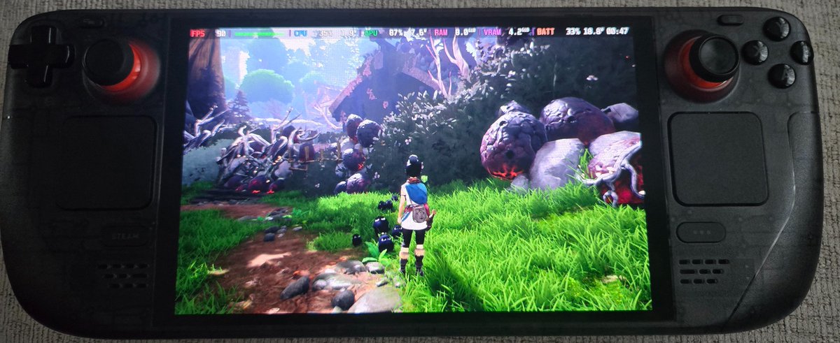 TRIPSTER0's tweet image. Kena: Bridge of Spirits

Steam Deck:

-OLED ✅️
-90FPS ✅️
-True HDR ✅️
-SSD Loading ✅️
- No LCD Blur(Ghosting)✅️

Best way to play on a Handheld. 

#SteamDeck 💪
#KenaBridgeofSpirits