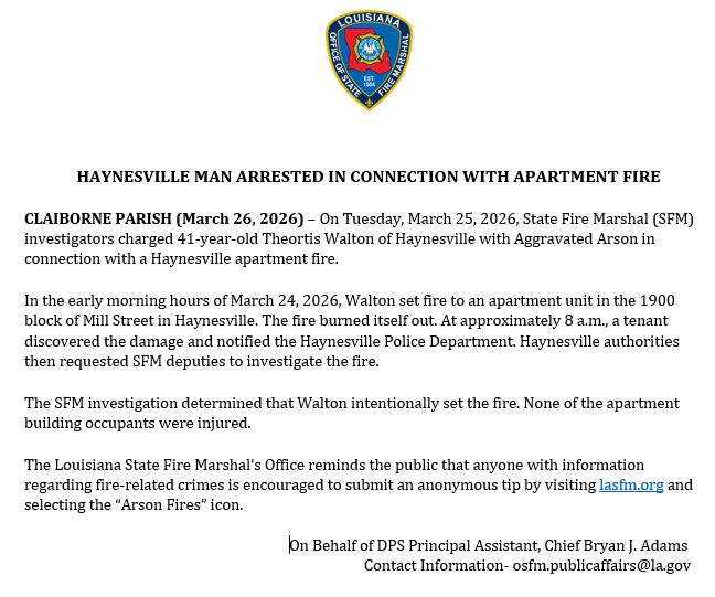 Louisiana Office of State Fire Marshal tweet media