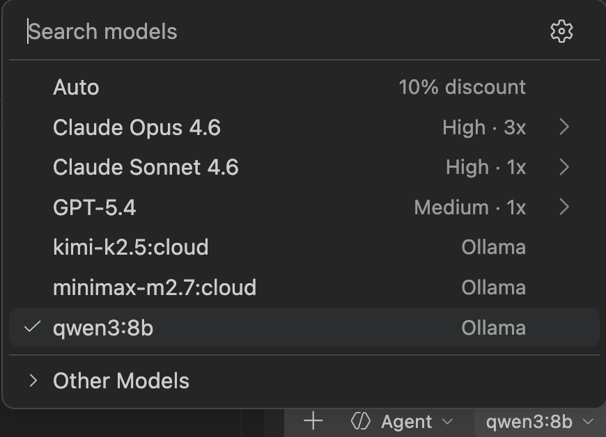 Model picker dropdown