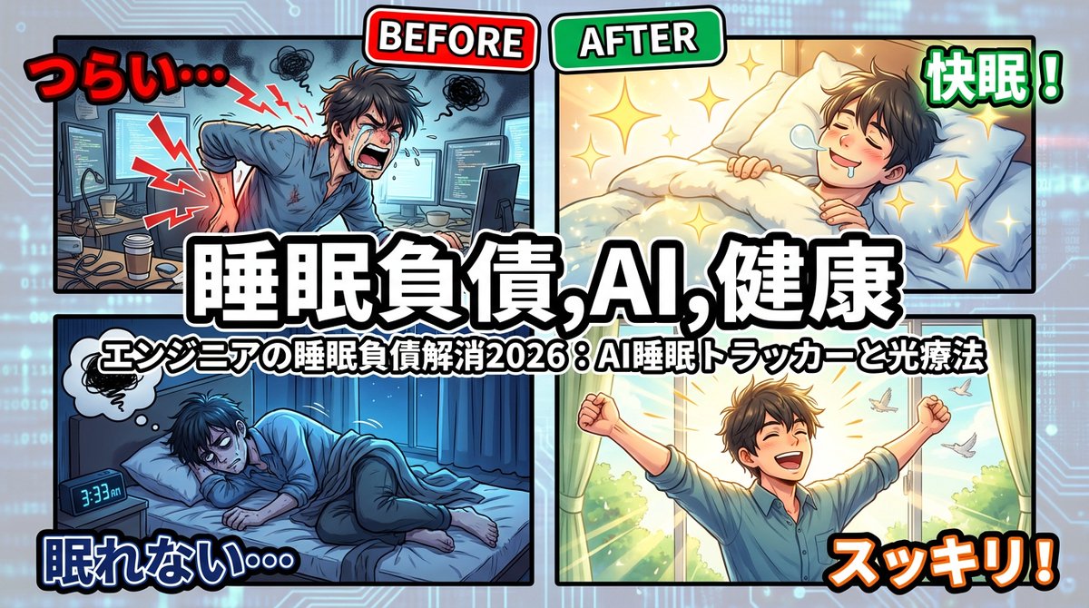 エンジニアの睡眠負債解消2026：AI睡眠トラッカーと光療法 ai-labo-ai.com/%e3%82%a8%e3%8…