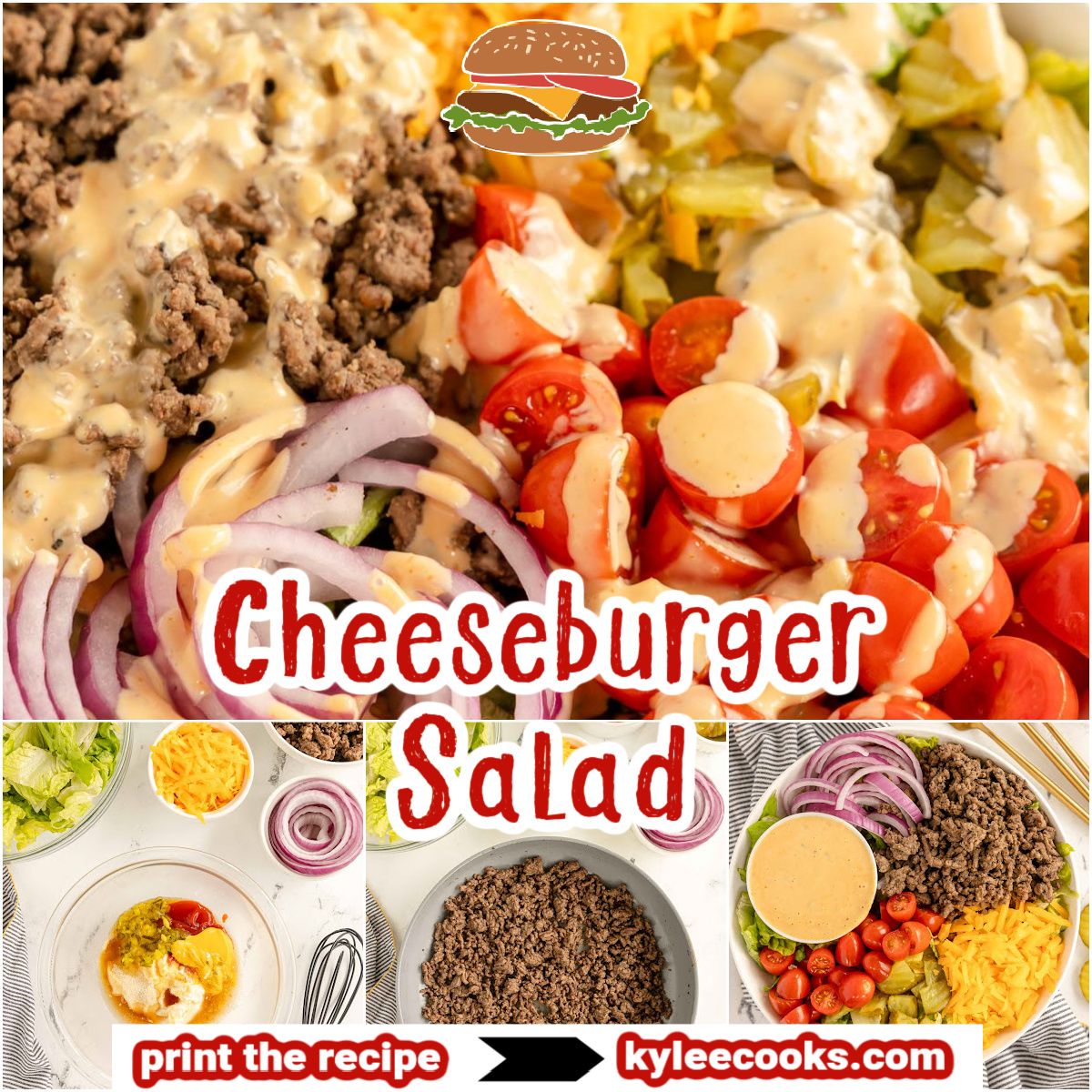 kyleecooks's tweet image. This Cheeseburger Salad recipe captures all the flavors of a burger, without the burger buns! Everything you love about a cheeseburger, in a bowl! #cheeseburger #salad #burgerinaabowl #kyleecooks kyleecooks.com/cheeseburger-s…