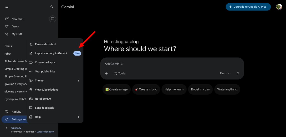 Settings menu screenshot