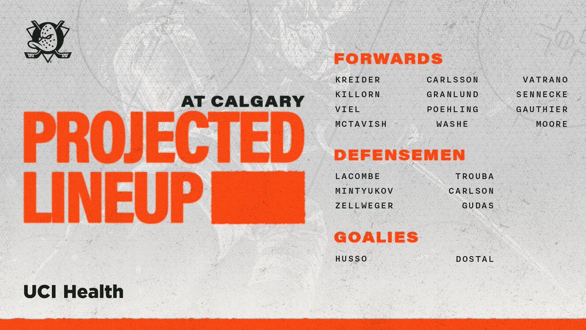 Troy Terry is out with a lower-body injury and Jansen Harkins is out with an upper-body injury. Here's who we fly with. 

#FlyTogether