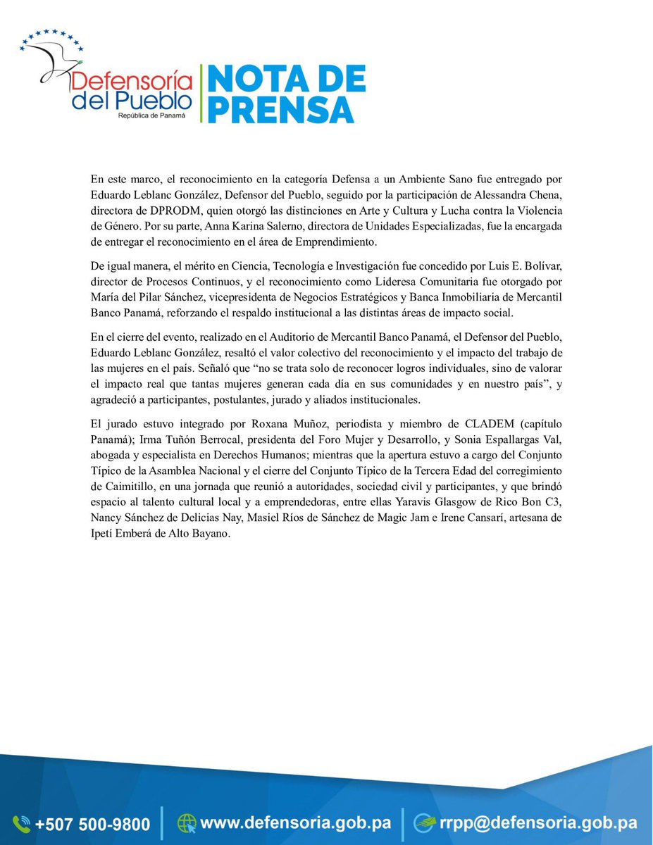 Defensoría del Pueblo de Panamá🕊 tweet media