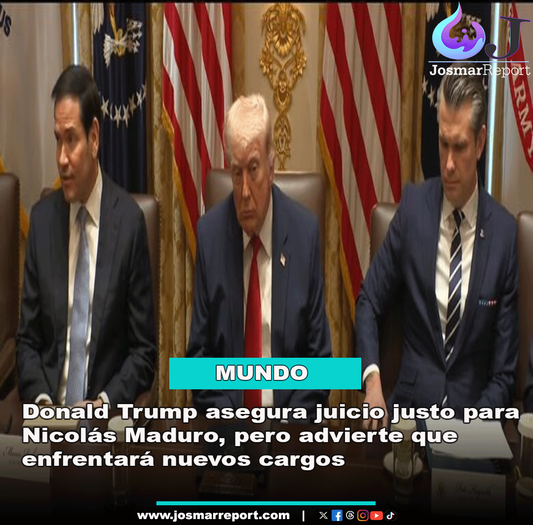 josmarreport's tweet photo. EE.UU -  El presidente de Estados Unidos, Donald Trump, aseguró que Nicolás Maduro tendrá un juicio justo, aunque advirtió que podría enfrentar nuevos cargos. https://t.co/i4yOfWIpNh
