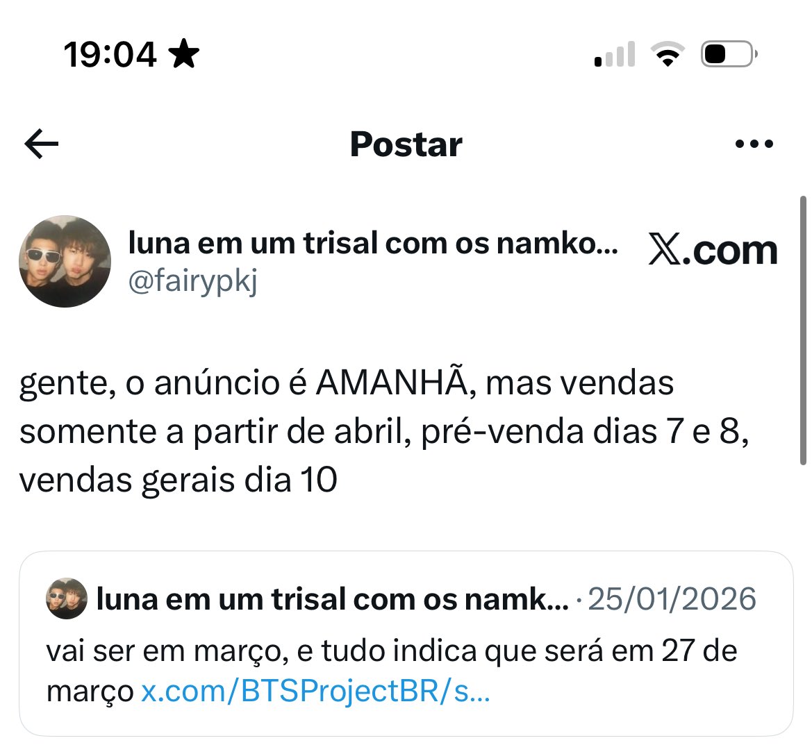 Só confio nela agora
