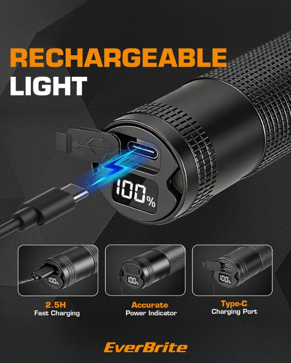 everbrite_light's tweet image. 🔥NEW!🔥 Bright enough to turn night into day. 

The EverBrite 2500LM EDC rechargeable flashlight is the upgrade you didn’t know you needed. 🔗$22.49 for limited time! amazon.com/dp/B0FCF8CFCQ

#everbritelighting #2500lumen #tacticalflashlight #flashlightfan #rechargeablelight