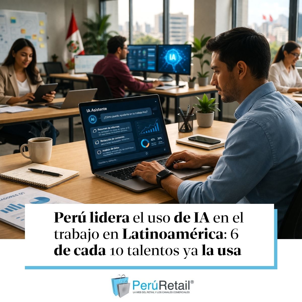 peruretail's tweet photo. 💻 El 65% de los profesionales utiliza IA en sus tareas diarias, lo que representa un aumento de 8 puntos porcentuales respecto a 2025. Los detalles aquí. ►https://t.co/E4YsH5LoGV
#Estudio #Bumeran #IA #Trabajo https://t.co/1mHXbz2VAC