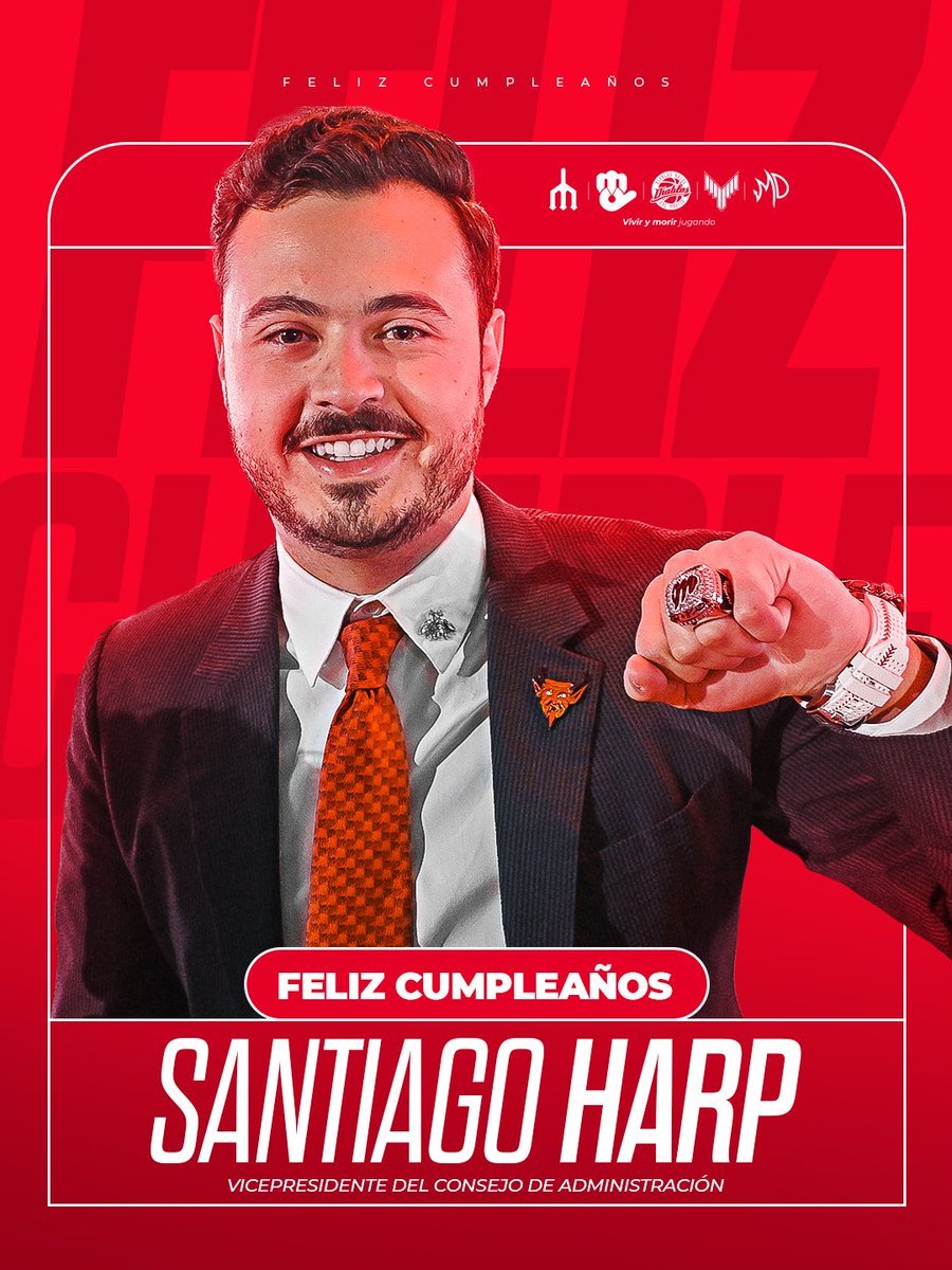 Hoy celebramos a nuestro Vicepresidente del Consejo de Administración, Santiago Harp, parte clave de este infierno que no deja de arder. Gracias por impulsar este proyecto día con día. Felicidades, bicampeón 🏆🏆
