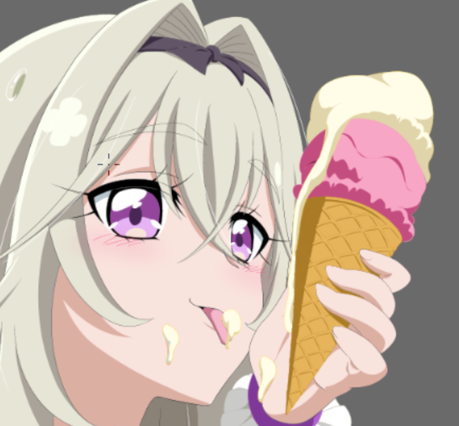 「あとはポスターの直し 目を直すだけで大分見れるようになった アイスの下の段がまる」|有害物質のイラスト