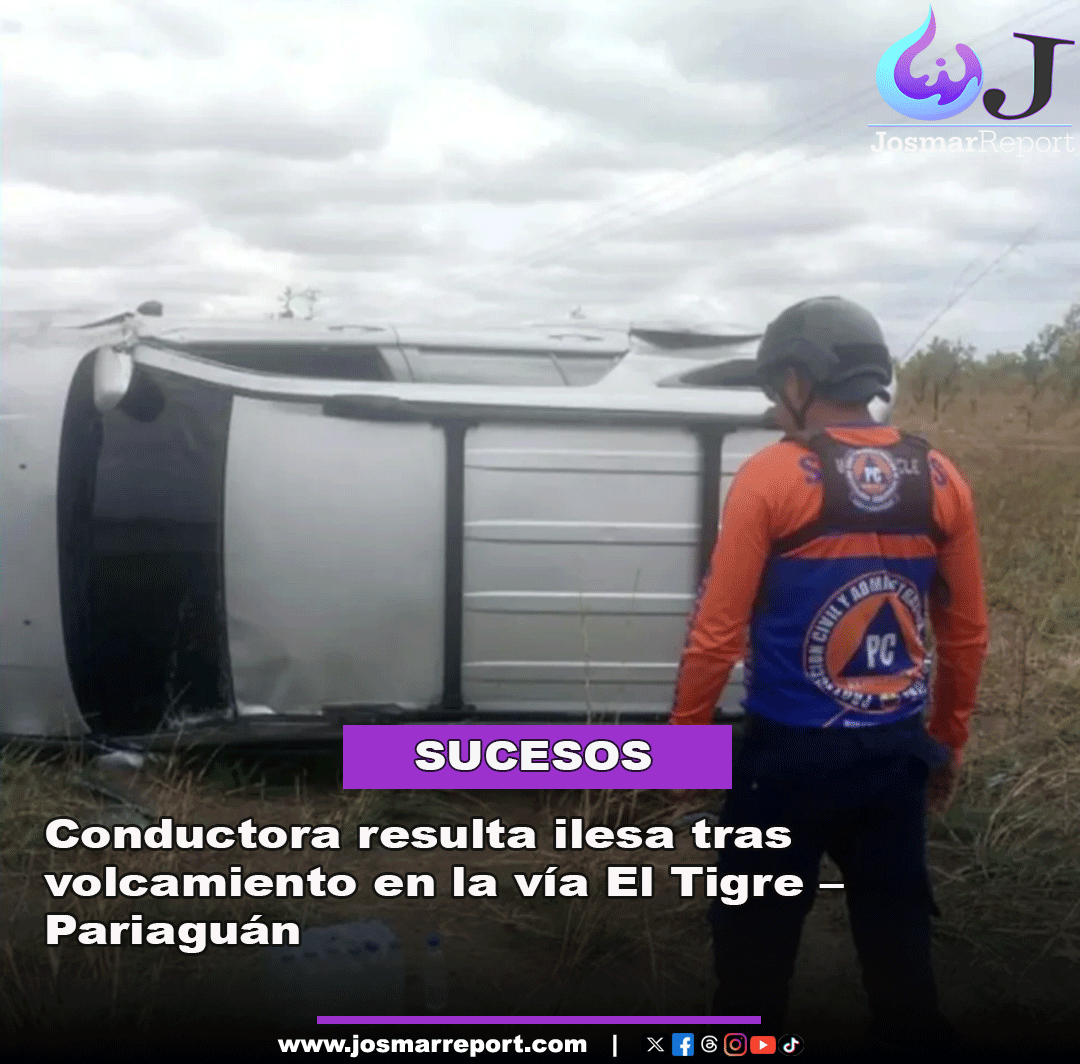 josmarreport's tweet photo. El Tigre -  Vuelco en la vía El Tigre–Pariaguán deja una conductora ilesa

Este #26Mar, una camioneta volcó cerca del Cerro El Policía tras la conductora perder el control. https://t.co/2HdnOiue98