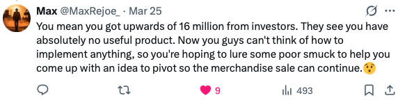 MaxRejoe_'s tweet photo. @itsCathyDi @dedaluslabs Why did you remove my post?  Because I'm spot on correct, right?  I love all you fake it till you make it but you can never make it no talent companies. When the bubble burst you're all gonna be in need of a job. Just not in tech. https://t.co/wrA7TCHI3E