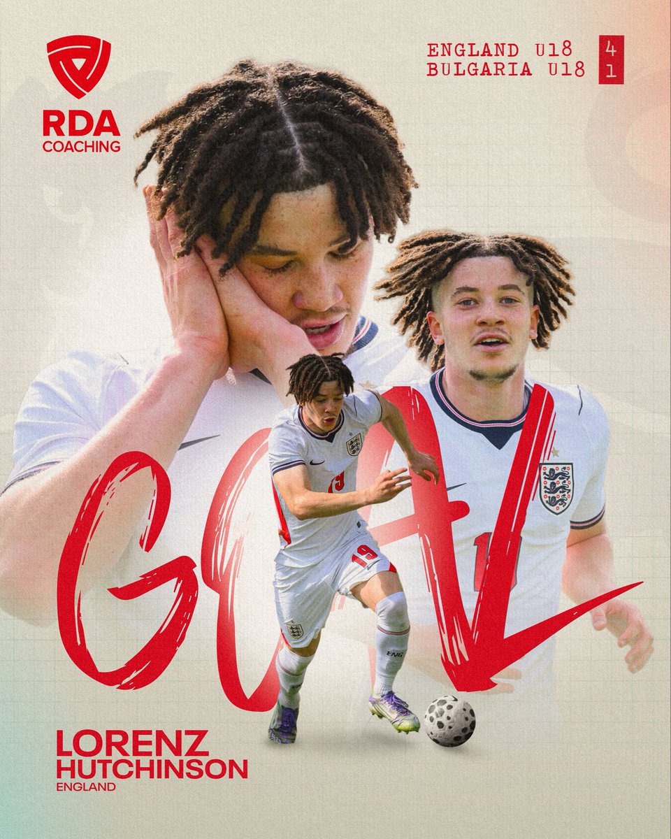 RDA_Coaching's tweet photo. DEBUT ENGLAND GOAL 🏴󠁧󠁢󠁥󠁮󠁧󠁿🦁

Huge congratulations to Lorenz Hutchinson on a debut goal for England U18s against Bulgaria 🏴󠁧󠁢󠁥󠁮󠁧󠁿 

Here’s to many more 👊🏼🎯 https://t.co/h7VwjcWwpF