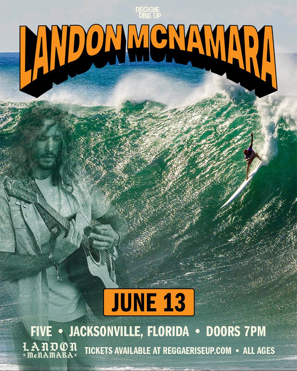 LNEPresentsFL's tweet photo. 🌊 @Landon_McNamara is touching down in FL this spring.

North Shore roots, blending acoustic reggae + island soul into laid-back, surf-inspired tracks.

@ReggaeRiseUp Presents:
→ JUNE 12: @JannusLive
→ JUNE 13: FIVE Jacksonville

🔒 SAVE THE DATES
🎫 https://t.co/AErklcCh9B https://t.co/2Vrf8TlM7x