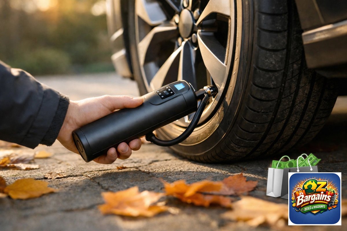 lukebuzz's tweet photo. Easter road trip? 🐣 Don't let low tyre pressure eat your fuel budget! ⛽ PowerAir Pro is cordless &amp; keeps you ready. Save 50% today! 🚗💨 Based in Adelaide, Australian owned, online only. Shop: https://t.co/JwjXlwHRkr #OzBargains #RoadTripReady #Savings https://t.co/uBEVeeG5Sp