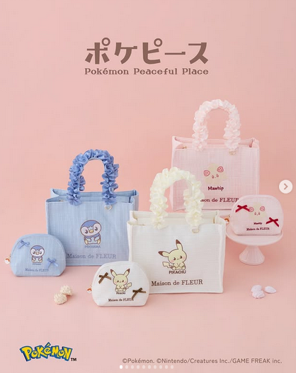メゾンドフルール『ポケモン』コラボ！ポケピースのバッグ、ハンカチ