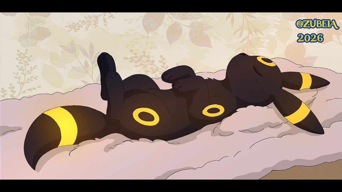 this is art i made today umbreon sleeping so i do, well at least soon im tired gotta make something to eat quick and watch some series/or movie