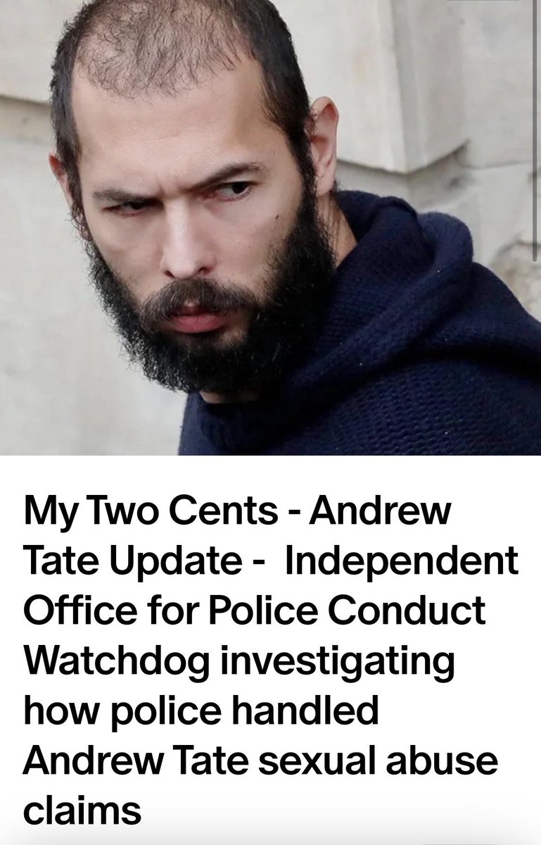 thecrimeanalyst's tweet image. Abusers like Andrew Tate are enabled when professionals don’t do their jobs. This is a classic example. IOPC finally investigating Police failure.

More:
patreon.com/posts/15403493…

#AndrewTate
