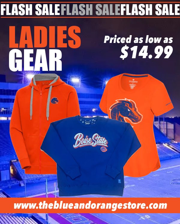 BlueOrangeStore's tweet photo. Flash Sale! Ladies #boisestate gear as low as $14.99!

Shop now here: 
https://t.co/7H9C97aMWv https://t.co/ir17MQaxVS