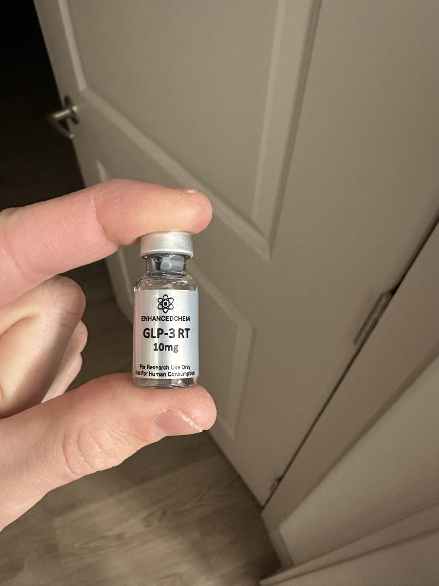 Alexi_olsson's tweet photo. I bought Reta/retatrutide from enhanced chem and got this “GLP-3RT” instead?? Is this the same thing… why did this happen?? https://t.co/yhW6jzi2VN