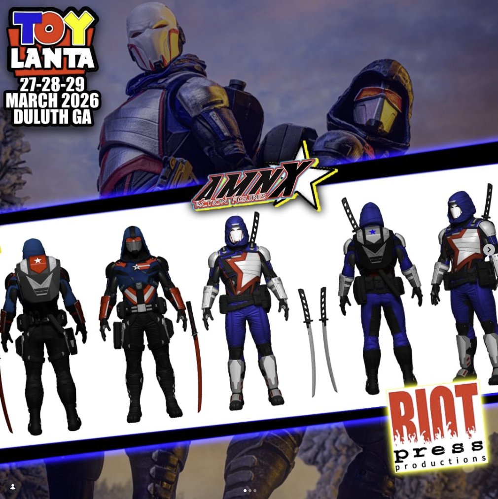 PatrickThomasP1's tweet photo. 🇺🇸 AMNX AT TOYLANTA — LET’S GO! 🇺🇸
We’re bringing AMNX: American Ninja X to Toylanta, and this line is getting BIG.
We’re building out multiple branches of the universe:
⚔️ AMNX: Ninjas
🚒 AMNX: Fire + Rescue
🛡️ AMNX: Federation
🎯 AMNX: 3.75
#AMNX #RiotPress #Toylanta https://t.co/e5U8cUWhB7