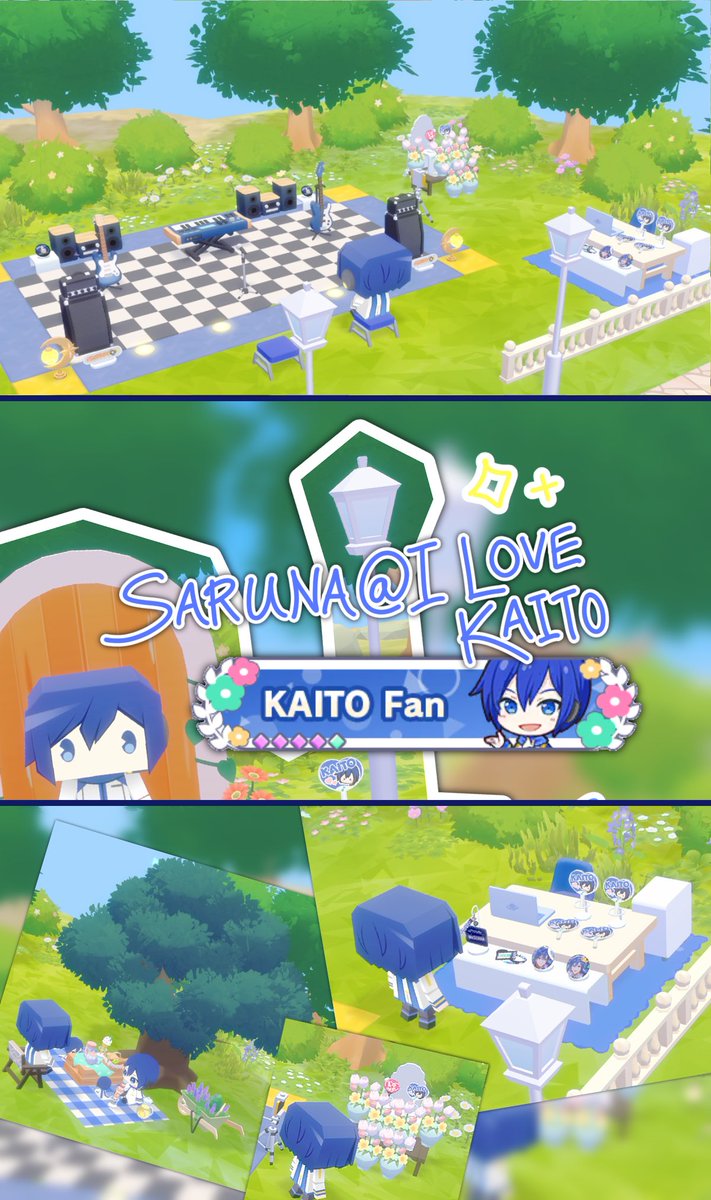 sarunamirabu's tweet photo. 🍨💙KAITO MYSEKAI💙🍨
#SEGAContest #HMCSMYSEKAI
*Please click on each image to expand into full…♪*
KAITO-themed MYSEKAI at current max placement limit, ft. a LIVE area with goods table and flower stand, KAITO complete cards and goods galleries, KAITO café, and KAITOs picnic. https://t.co/9xjIZGAQWW