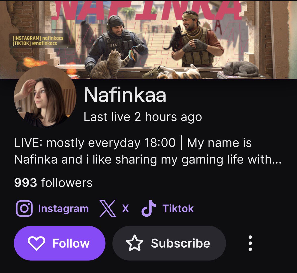 Nafinkaa's tweet photo. So close to 1k and also special stream with knife giveaway for subs🫶🏻 https://t.co/aKkf0SZ3qv