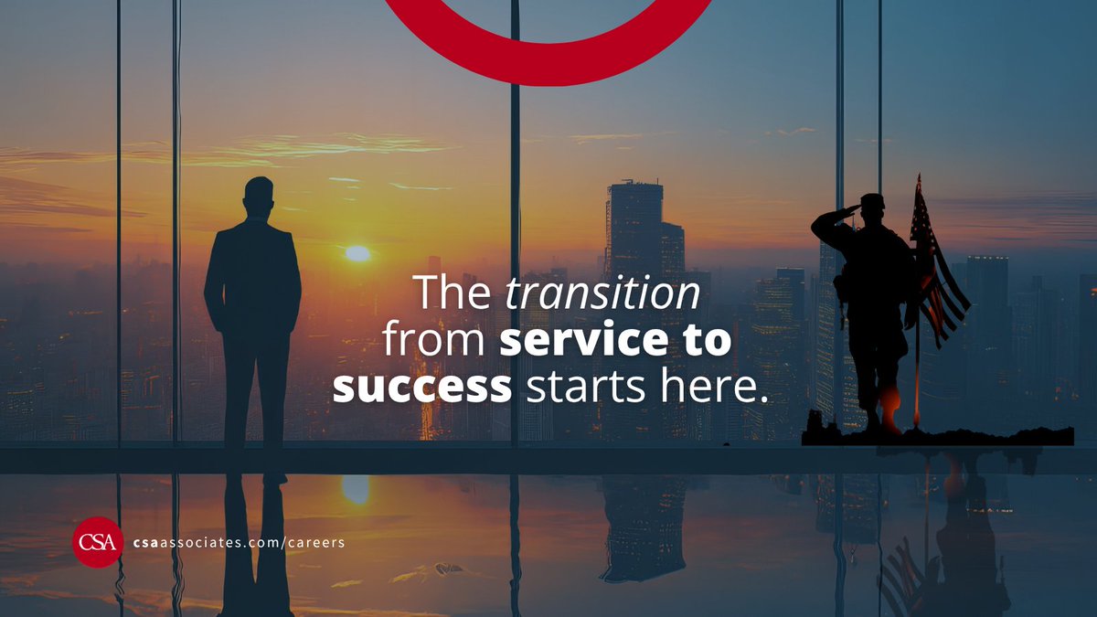 Ready to start your next mission? Explore our open roles and discover how you can build your future with us. csaassociates.com/careers

#MilitaryTransition #VeteranCareers #Hiring #CareerOpportunities #NextMission #MilitarySpouse #TransitionToSuccess