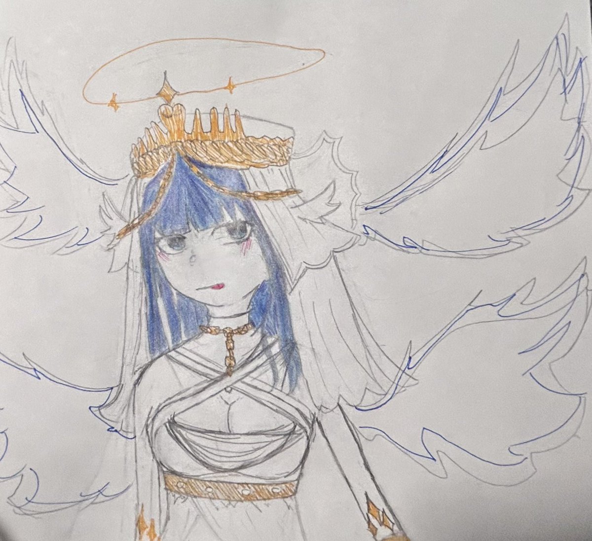 Hange_4ever's tweet image. Still a rust drawing but I took my chance at drawing kronii’s new bday model, happy LATE birthday ⏰ #kroniilust #kronii #art