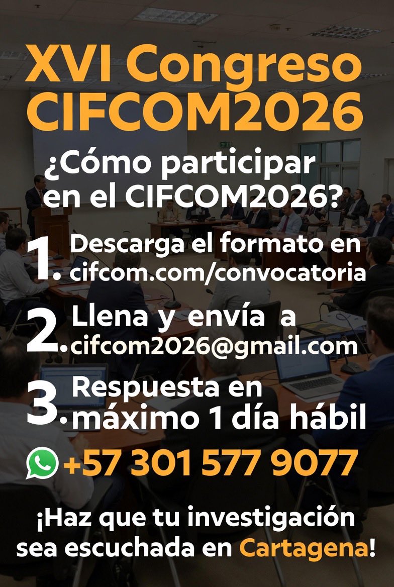 cimted's tweet photo. El XVI Congreso Internacional sobre Formación, Competencias y Multidisciplinariedad CIFCOM2026,abre la convocatoria a ponencia para participar del 25 al 27 de mayo de 2026 en Cartagena; envía tu propuesta antes del 31 de marzo de 2026 
Más información en: https://t.co/1EATpkCPDA https://t.co/FPL1wNrjyI