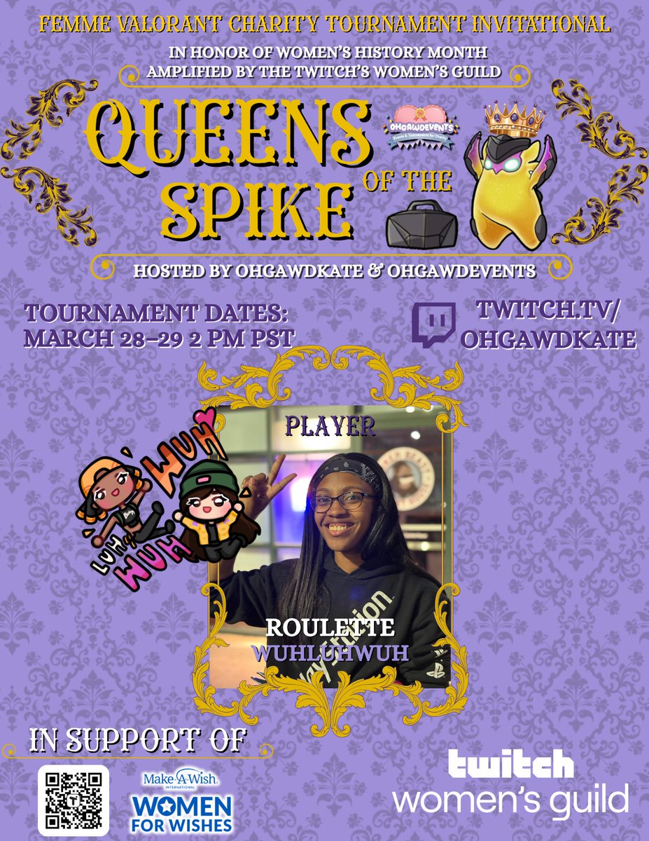 soneroulette's tweet photo. Hi! I’m here to announce that this Saturday I will competing in the Queens Of The Spike Tourney hosted by @ohgawdkate while raising money for the Make A Wish International - Women for Wishes 2026 amplified by the Twitch Women’s Guild!

You can donate here: https://t.co/f2AGdGZUiS https://t.co/5xPbPrzTpT