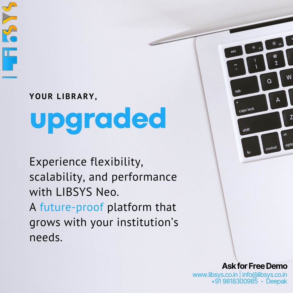 LibsysLtd's tweet photo. Your library, upgraded
#Libsys #LibsysNeo #LibraryManagementSystem #DigitalLibrary #SmartLibrary #LibraryAutomation #ModernLibraries #LibrarySolutions #IntegratedLibrarySystem #NextGenLibraries #EdTechSolutions #CloudBasedLMS #DigitalTransformation #DataDrivenLibraries #LibraryAnalytics #InformationManagement #Eresources #LibraryProfessionals #FutureOfLibraries
Schedule your demo https://t.co/0RJLn3SXdI
For more product details https://t.co/VcEfBhknBg
