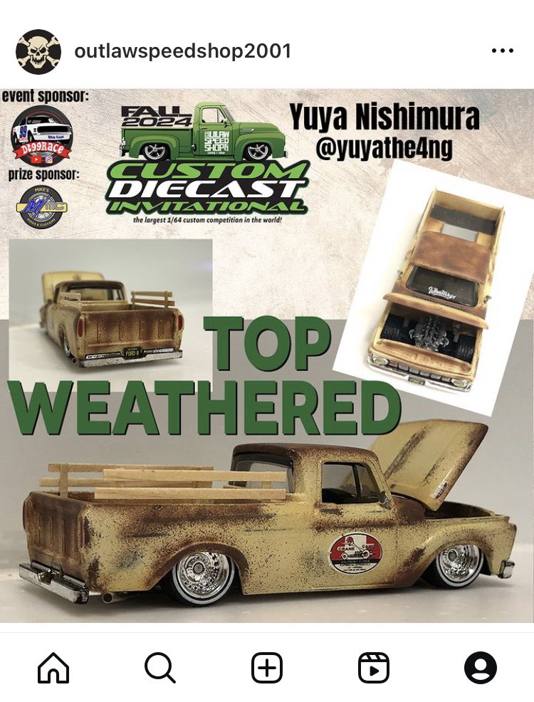 yuyathe4ng's tweet photo. 過去作です
Matchbox Ford F100 patina modified
そのままだとボンネットの開きが不十分なのでまずボンネットの開き方から改良しました。その後427SOHCを載せベッドを作り込み、パティーナに仕上げました。
#マッチボックス https://t.co/EbVXCd582m