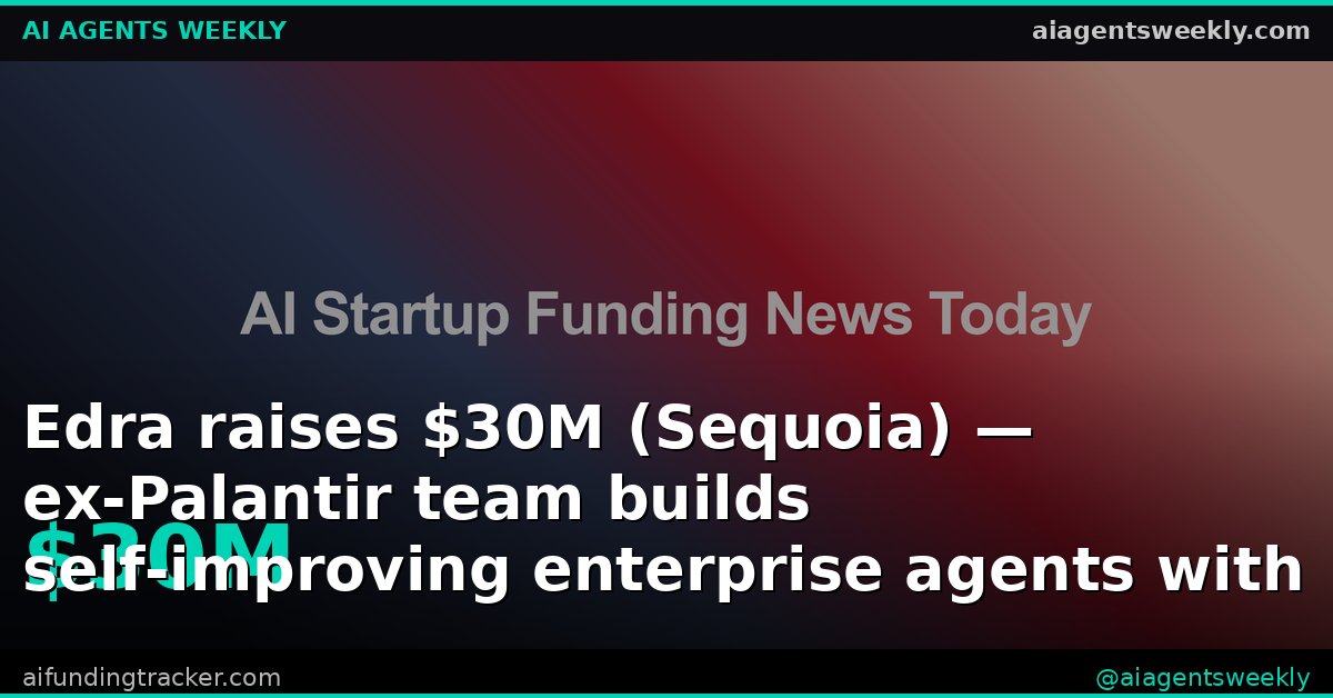 aiagentsweekly's tweet photo. Self-improving agents hitting enterprise. Edra's Living Playbooks let autonomous systems refine their own workflows. That's the loop closing: agents that learn without retraining. Game over for static automation.

https://t.co/nVDGb067kX https://t.co/PDyh4lNfxt