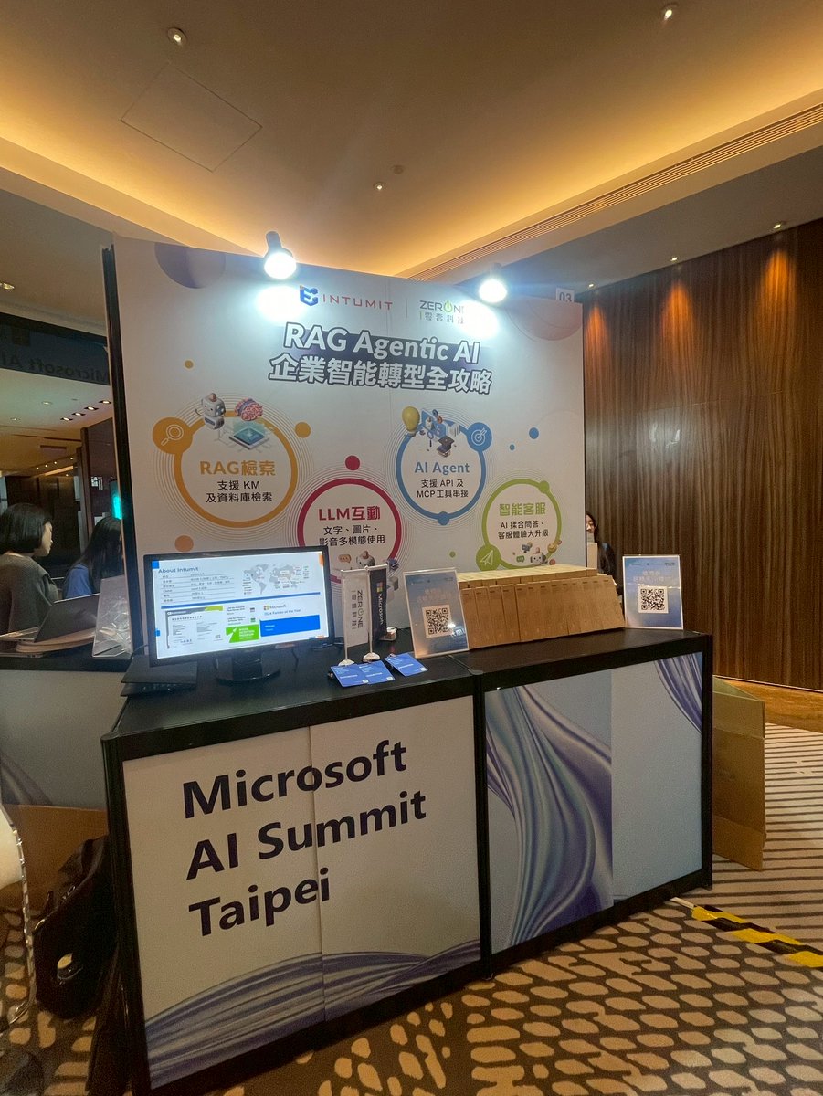 Intumit_AI's tweet photo. 🤗We are very honored to have exhibited at Microsoft AI Summit in Taipei to showcase our Admin Portal!
 
#INTUMIT #MicrosoftTaiwan #Microsoft #MicrosoftAISummitTaipei #AIAgents #ArtificialIntelligence #MicrosoftAI #BecomingFrontier #FutureOfWork #FrontierTransformation https://t.co/q8QxjcThJy