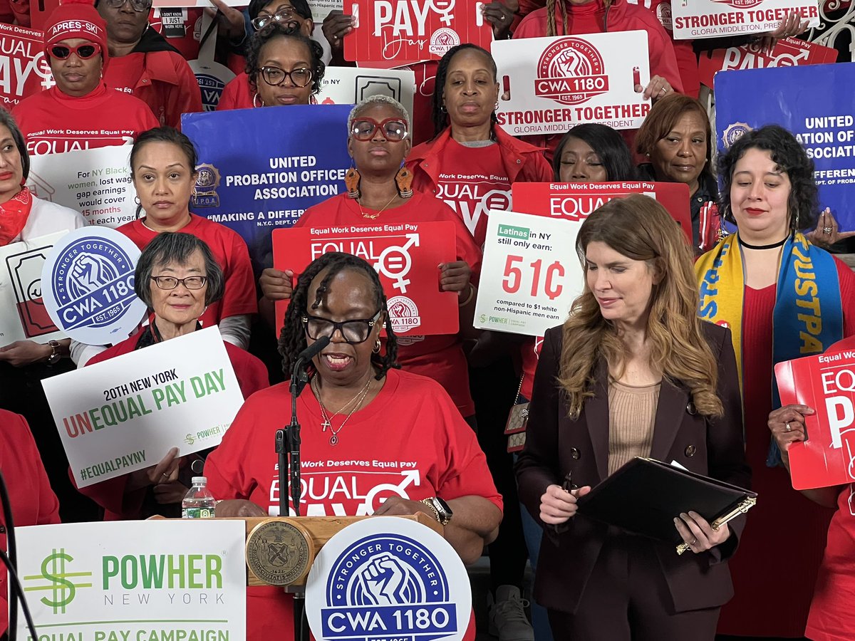 Great event for Equal Pay Day today. Can you believe ‘Equal pay for equal work’ is still something we have to fight for? Shameful! Thank you <a href="/JulieMenin/">Julie Menin</a> <a href="/CWALocal1180/">CWA Local 1180</a> <a href="/PowherNY/">PowHerNY</a> <a href="/NewYorkStateAG/">NY AG James</a>