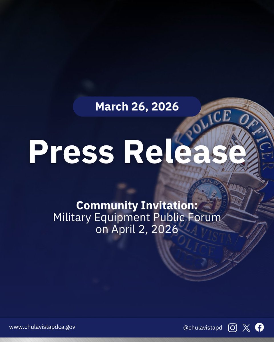 Chula Vista Police Department tweet media