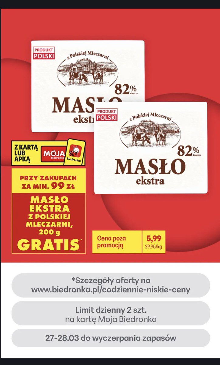 Masło GRATIS. Czekam który dyskont pierwszy dopłaci do masła