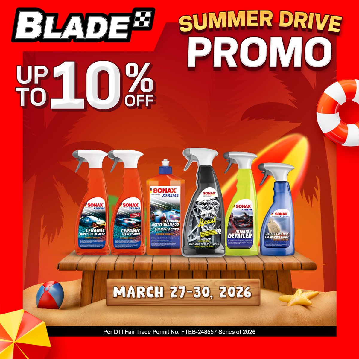 BladeAutoCenter's tweet image. 🔥🚗 IT’S ON! SUMMER DRIVE PROMO is LIVE!
Score big savings on selected items starting today 💥
Upgrade your ride and start your summer right.

📅 March 27–30, 2026
Shop now at Blade!

#BladeAutoCenter #BladePH #ItsBladeItsBetter 
#SummerDrivePromo #SummerWithBlade