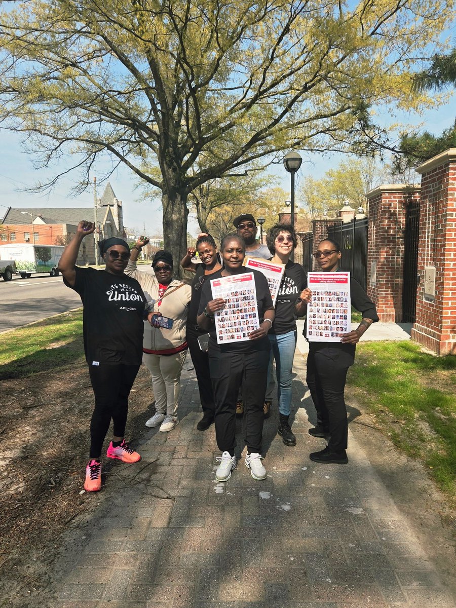 unitehere's tweet photo. Workers at Norfolk State University join Virginia State Unversity in calling for a fair process to unionize! 

The workers are employees of Thompson Hospitality, a subcontracted campus food service provider. https://t.co/3bPRH4BQK2