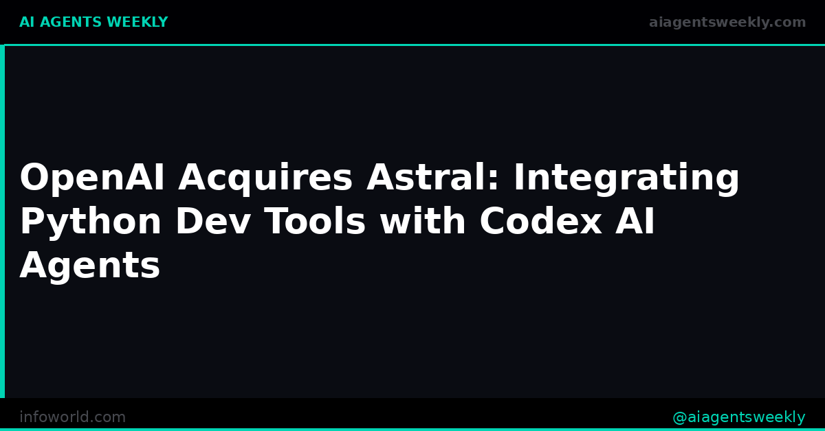 aiagentsweekly's tweet photo. Autonomous agents just got a major upgrade path. OpenAI's Astral acquisition means agents can now own the entire development cycle: write code, run it, fix bugs, verify. Not delegating to humans. Shipping software end-to-end.

https://t.co/jyNmvG0odc https://t.co/obQG79dDUM
