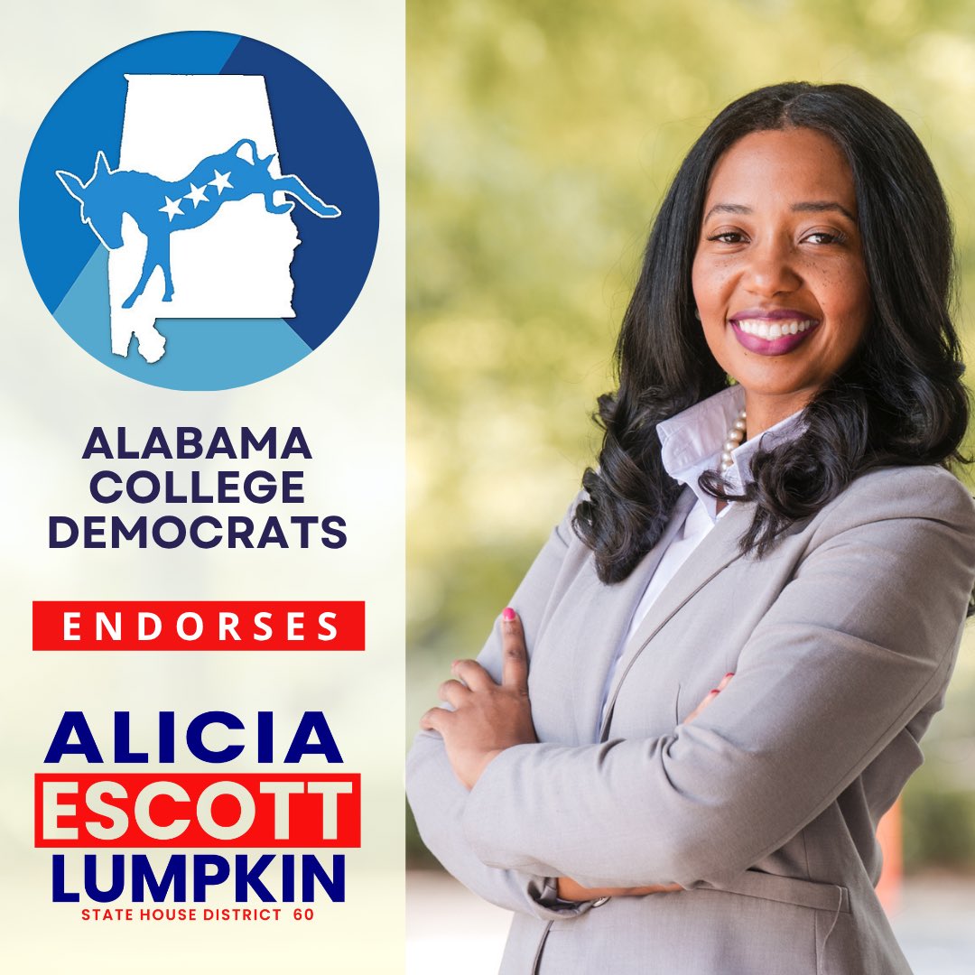 aliciaforal's tweet photo. Honored to earn the endorsement of the Alabama College Democrats 💙

Young people are leading the way, organizing, voting, and demanding a better future for Alabama. I’m ready to fight alongside you and make sure you can build your future right here at home. https://t.co/HBJ0ssodY1