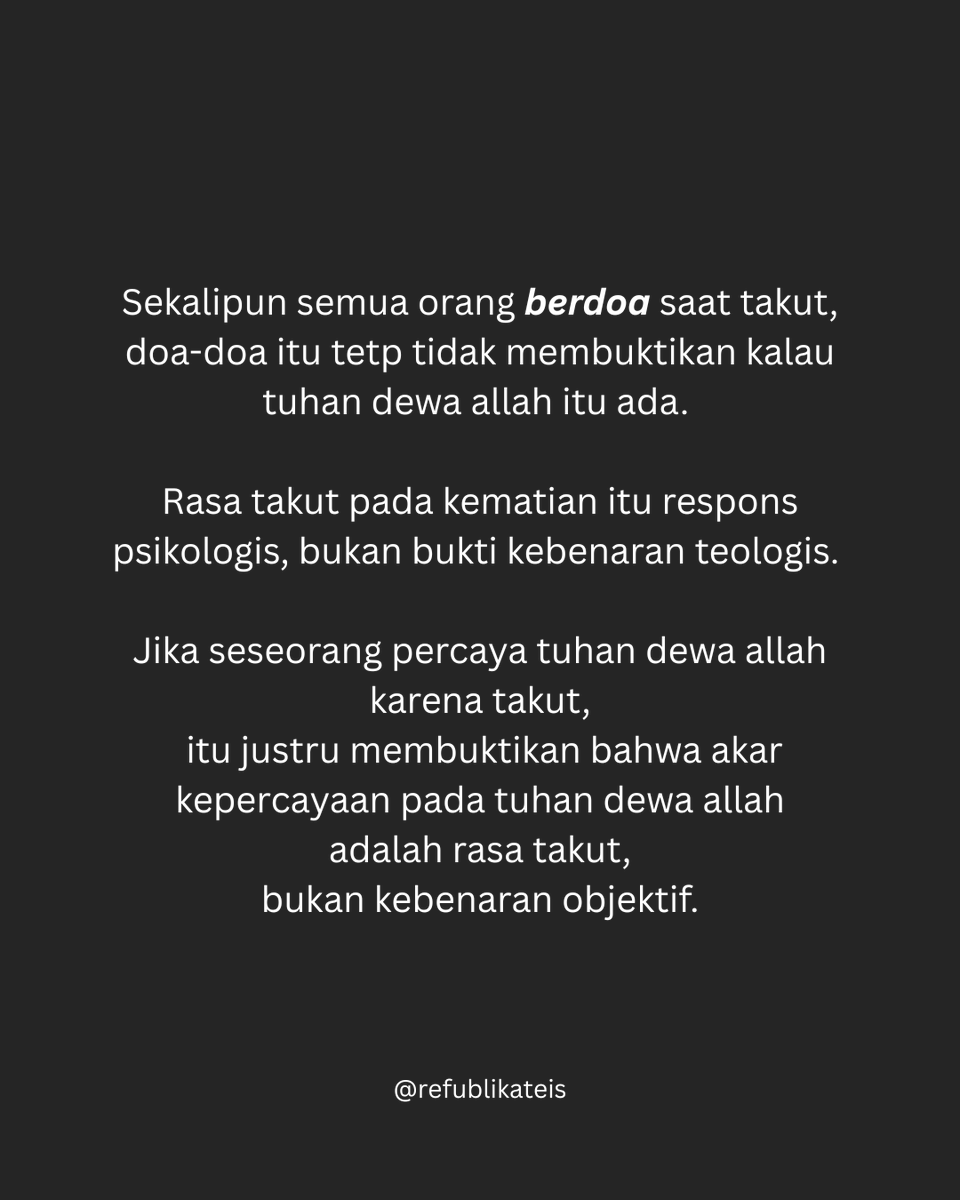 RefublikAteis's tweet photo. mental penakut!
kalau mau mati butuh kepercayaan diri untuk masuk surga! https://t.co/whrZSz7MxC