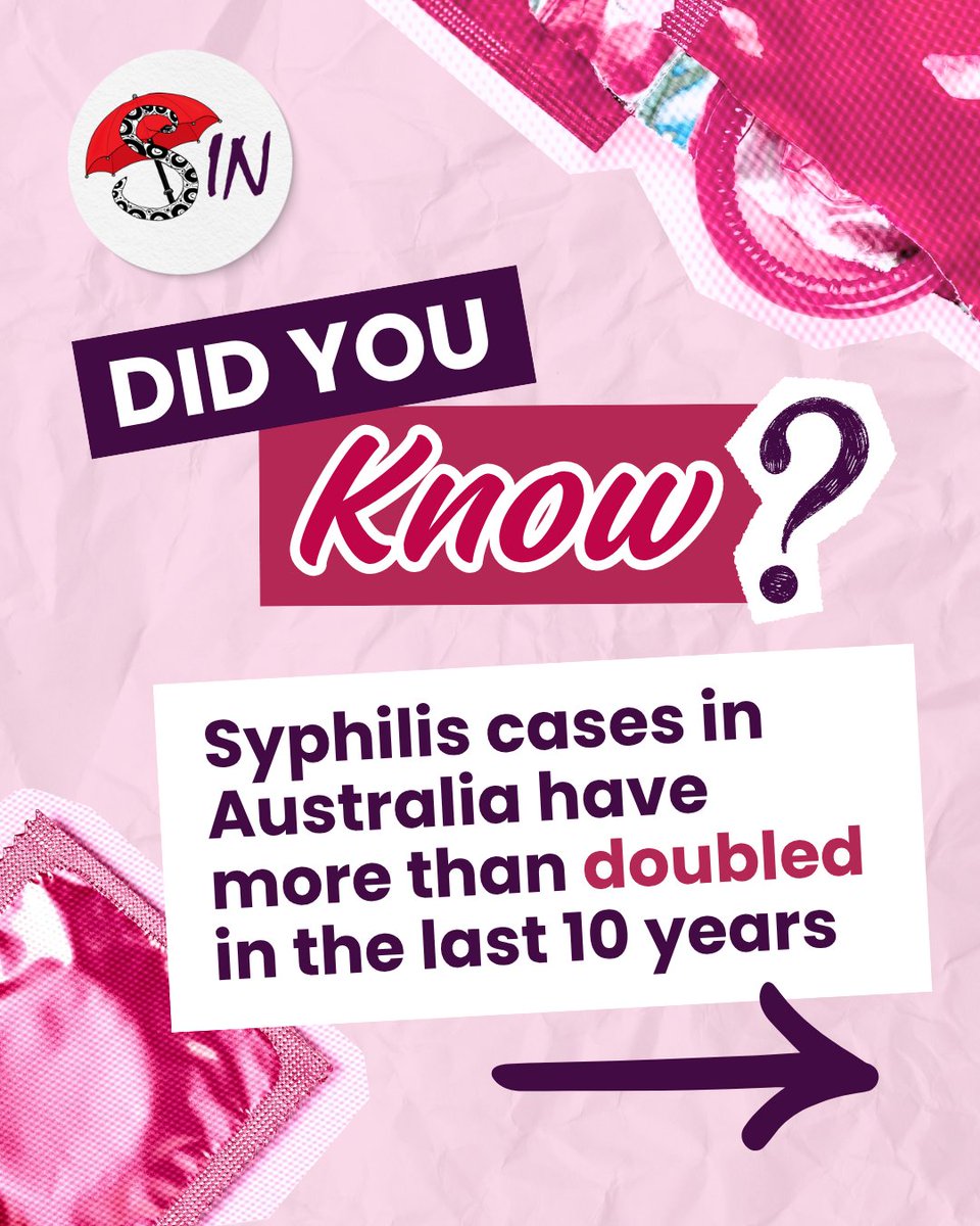 SIN_SouthAus's tweet photo. 📈 Did you know that syphilis cases in Aus have more than doubled since 2014? 
Join us for a Syphilis 101 skill-share evening for SWs on April 9th! 
We’ll discuss the latest info on syphilis including what to look out for, testing + treatment options, and share tips and tricks. https://t.co/npwawx4FXw